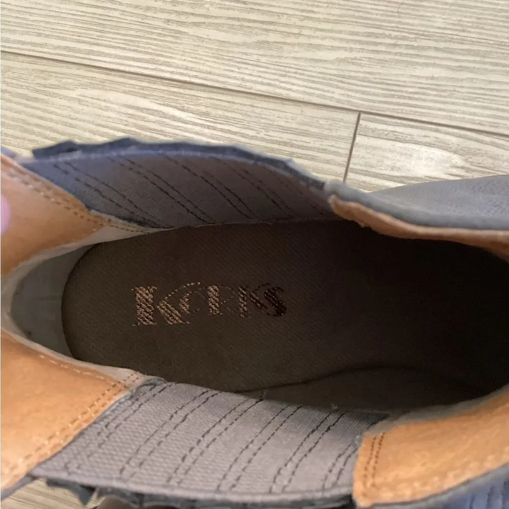 Kork Women’s Hadley Boot, color grey with brown heel, size 8.5, NWOTS